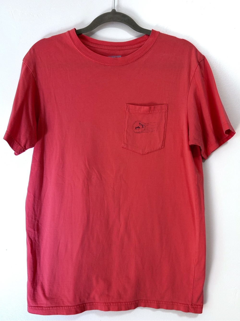Southern Tide Men’s Small S T-shirt Pocket Coral Pink